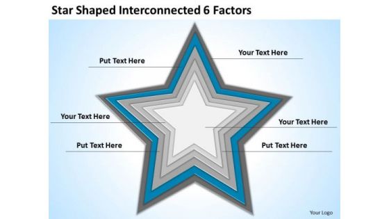 Star Shaped Interconnected 6 Factors Ppt Business Plan Consultant PowerPoint Slides
