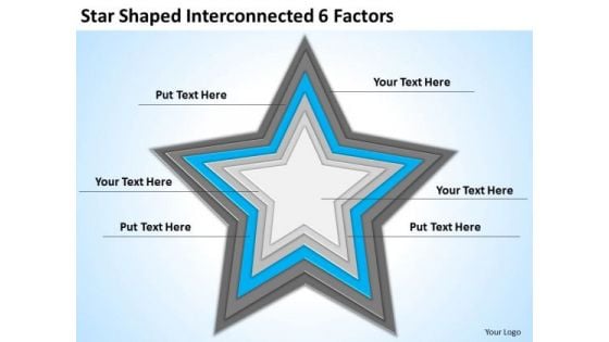 Star Shaped Interconnected 6 Factors Ppt Business Plan Outline PowerPoint Templates