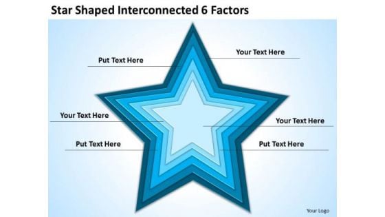 Star Shaped Interconnected 6 Factors Ppt Business Plan PowerPoint Templates