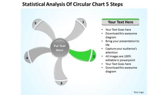 Statistical Analysis Of Circular Chart 5 Steps Ppt Business Plan PowerPoint Slide