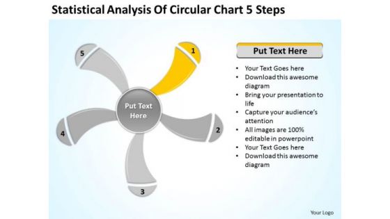 Statistical Analysis Of Circular Chart 5 Steps Ppt Business Plan PowerPoint Slides