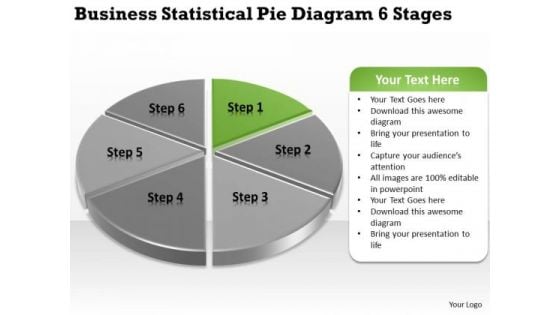 Statistical Pie Diagram 6 Stages Simple Business Plan Template Free PowerPoint Templates