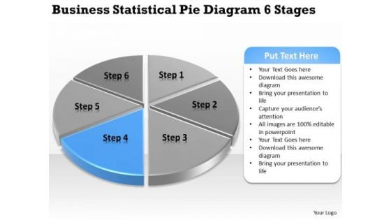 Statistical Pie Diagram 6 Stages Simple Business Plan Templates PowerPoint Slides