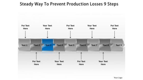 Steady Way To Prevent Production Losses 9 Steps Basic Process Flow Chart PowerPoint Templates