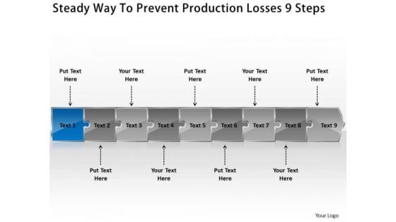 Steady Way To Prevent Production Losses 9 Steps Diagram Of Business Plan PowerPoint Templates