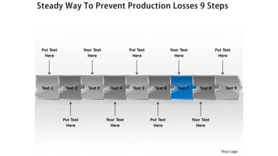 Steady Way To Prevent Production Losses 9 Steps Sales Process Flow Chart PowerPoint Slides