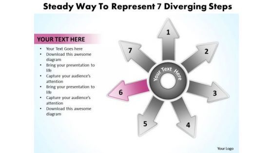 Steady Way To Represent 7 Diverging Steps Ppt Circular Flow Chart PowerPoint Slides