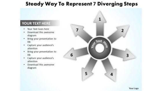 Steady Way To Represent 7 Diverging Steps Relative Circular Arrow Chart PowerPoint Templates