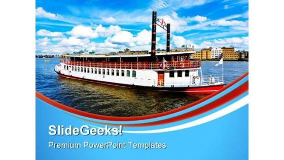 Steam Boat Beach PowerPoint Templates And PowerPoint Backgrounds 0611