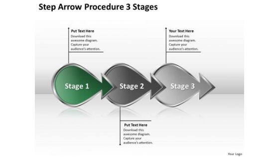 Step Arrow Procedure 3 Stages Business Plan Companies PowerPoint Slides