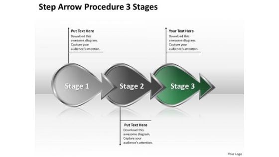 Step Arrow Procedure 3 Stages Ppt Mock Business Plan PowerPoint Templates