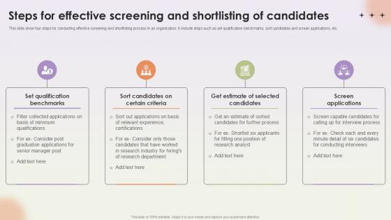 Steps For Effective Screening And Shortlisting Workforce Procurement And Aptitude Evaluation Ppt Presentation
