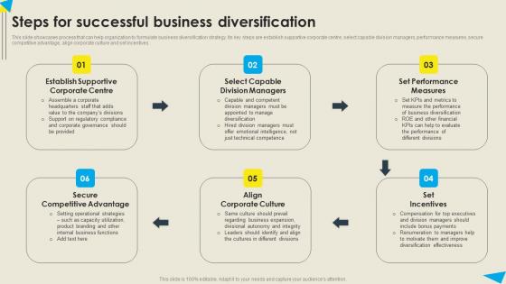 Steps For Successful Business Diversification Strategic Diversification Plan Elements PDF