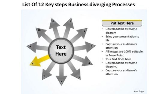 Steps Free Business PowerPoint Templates Diverging Processes Radial Chart Slides