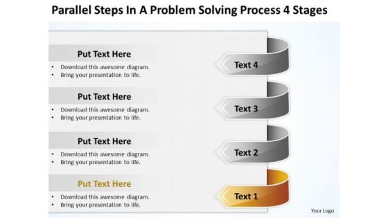 Steps In A Problem Solving Process 4 Stages Creating Business Plan PowerPoint Templates