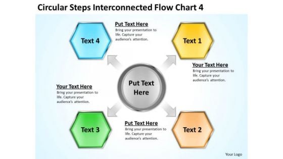 Steps Interconnected Flow Chart 4 Business Plan Preparation Service PowerPoint Templates