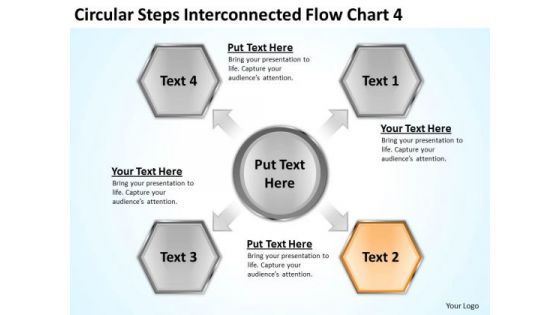 Steps Interconnected Flow Chart 4 How To Complete Business Plan PowerPoint Templates