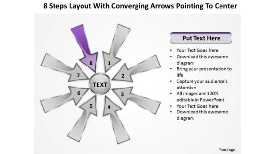 Steps Layout With Converging Arrow Pointing To Center Ppt Charts And Diagrams PowerPoint Slides