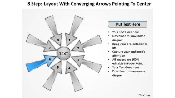 Steps Layout With Converging Arrows Pointing To Center Charts And Diagrams PowerPoint Slide