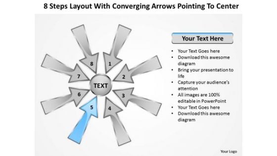 Steps Layout With Converging Arrows Pointing To Center Charts And Diagrams PowerPoint Slides