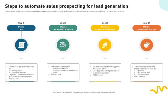 Steps To Automate Sales Prospecting Sample Pitch Deck For Video Ppt Template