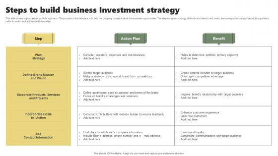 Steps To Build Business Investment Strategy Structure Pdf