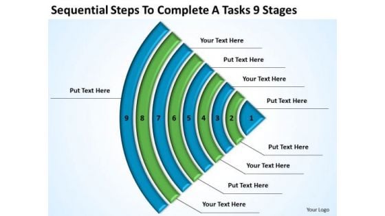 Steps To Complete A Tasks 9 Stages Template For Business Plan PowerPoint Templates