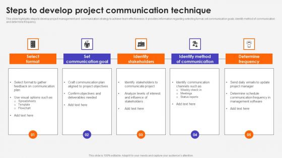 Steps To Develop Project Communication Technique Mockup Pdf