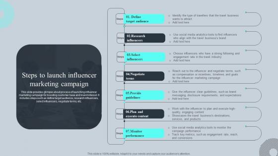 Steps To Launch Influencer Marketing Tours And Travel Business Advertising Brochure Pdf