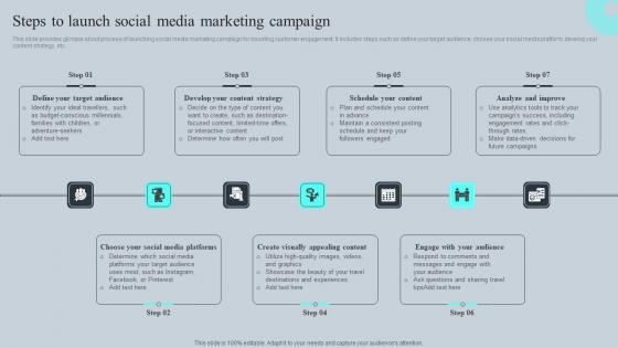 Steps To Launch Social Media Marketing Tours And Travel Business Advertising Summary Pdf