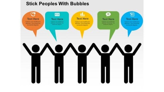 Stick Peoples With Bubbles PowerPoint Template