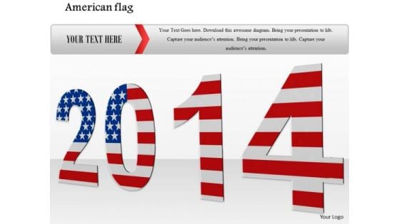 Stock Photo 2014 In American Flag Colors PowerPoint Slide