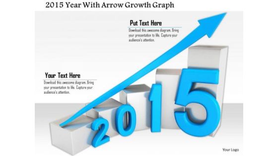 Stock Photo 2015 Year With Arrow Growth Graph PowerPoint Slide