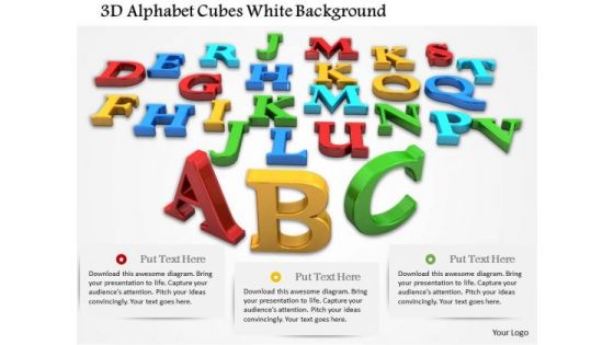 Stock Photo 3d Alphabet Cubes White Background PowerPoint Slide