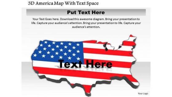 Stock Photo 3d America Map With Text Space PowerPoint Slide