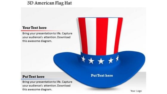 Stock Photo 3d American Flag Hat PowerPoint Slide