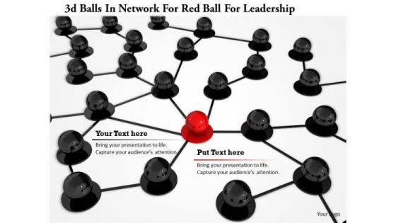 Stock Photo 3d Balls In Network For Red Ball For Leadership PowerPoint Slide