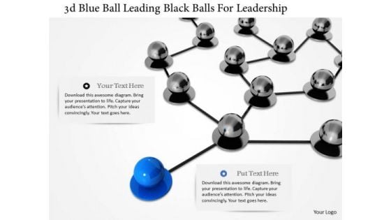 Stock Photo 3d Blue Ball Leading Black Balls For Leadership PowerPoint Slide