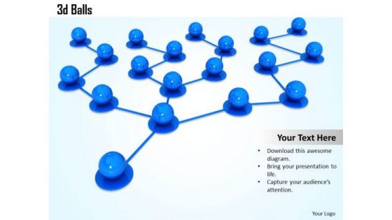 Stock Photo 3d Blue Balls Connected In Network PowerPoint Slide