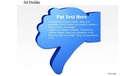 Stock Photo 3d Blue Colored Dislike Symbol PowerPoint Slide