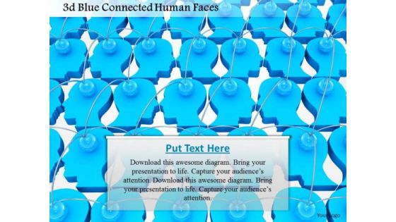 Stock Photo 3d Blue Connected Human Faces PowerPoint Slide