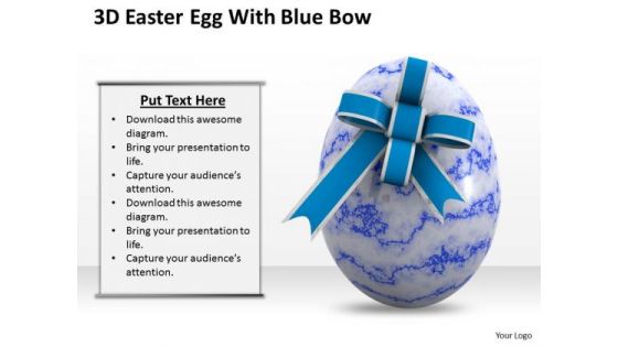 Stock Photo 3d Blue Ester Egg With Blue Bow PowerPoint Slide