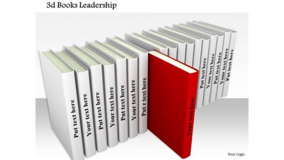 Stock Photo 3d Books With One Red Book Out Shows Leadership PowerPoint Slide