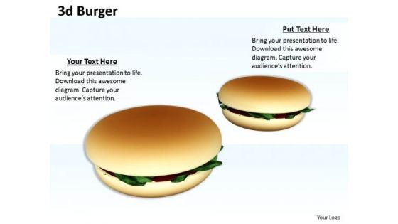 Stock Photo 3d Burgers With Food And Health PowerPoint Slide
