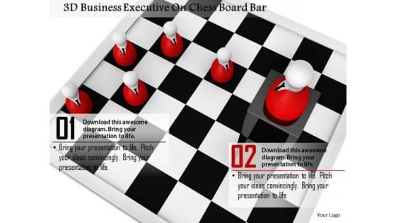 Stock Photo 3d Business Executive On Chess Board Bar PowerPoint Slide