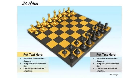 Stock Photo 3d Chess Board Game In Yellow Color PowerPoint Slide