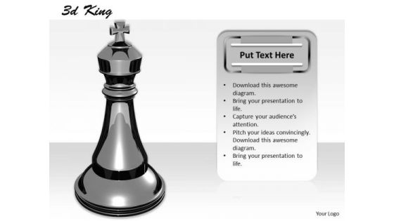 Stock Photo 3d Chess King On White Background PowerPoint Slide