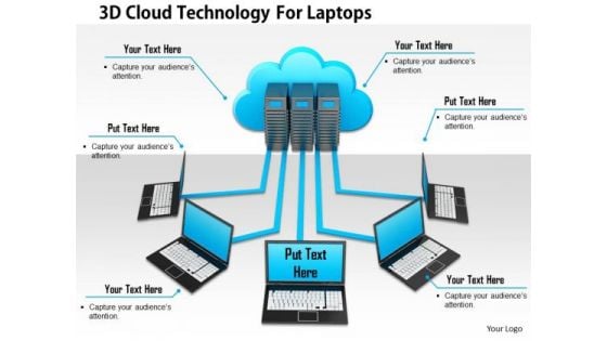 Stock Photo 3d Cloud Technology For Laptops PowerPoint Slide