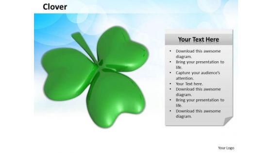 Stock Photo 3d Clover Leaf For Good Luck PowerPoint Slide