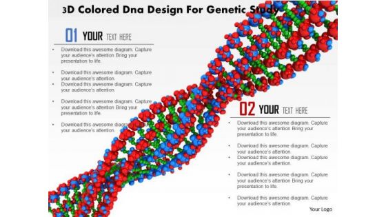 Stock Photo 3d Colored Dna Design For Genetic Study PowerPoint Slide